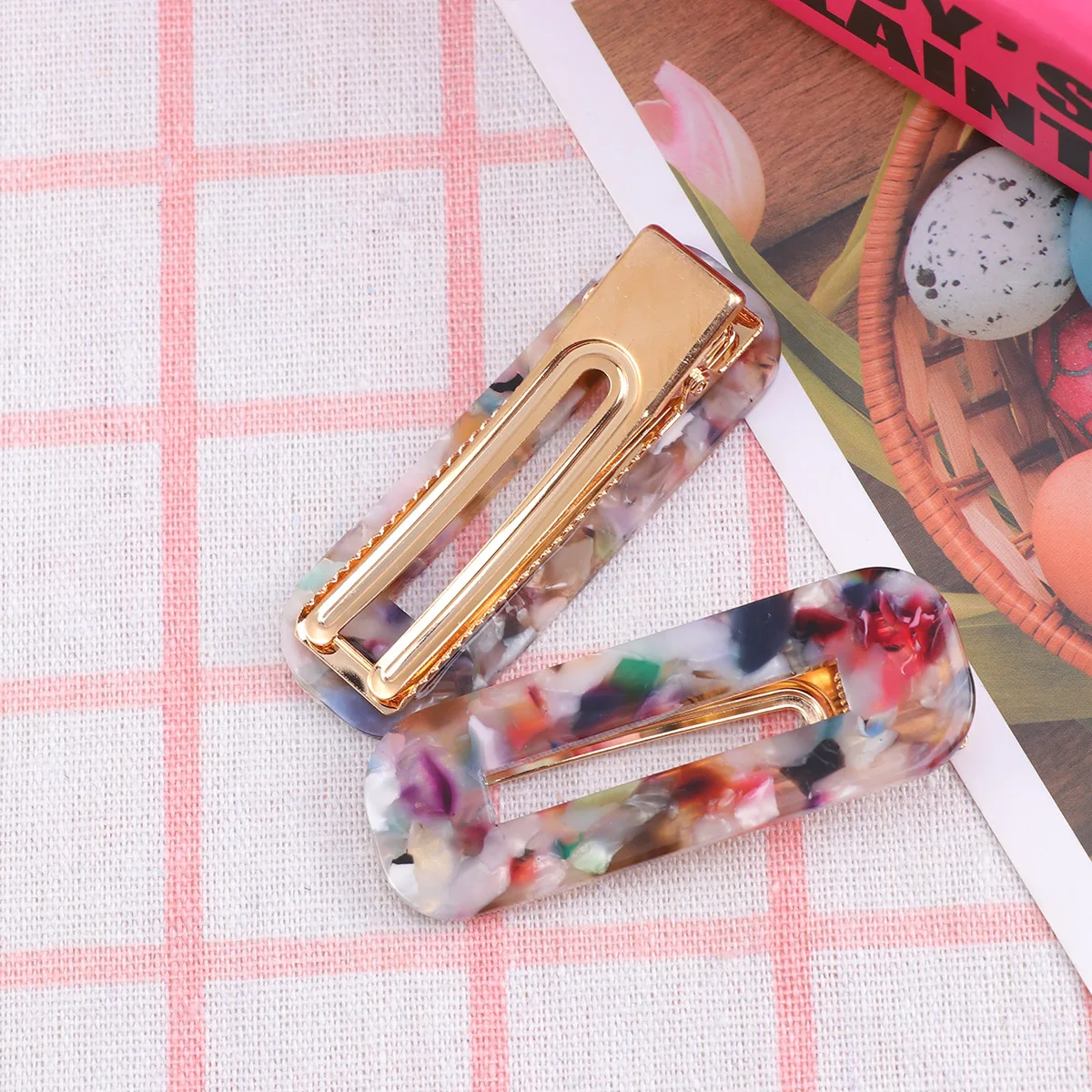 

2 pcs Leopard Hair Clips Square Women Bobby Pins Decorative Cute Accessories For Party Daily Elegant Plastic Easy Hairstyle