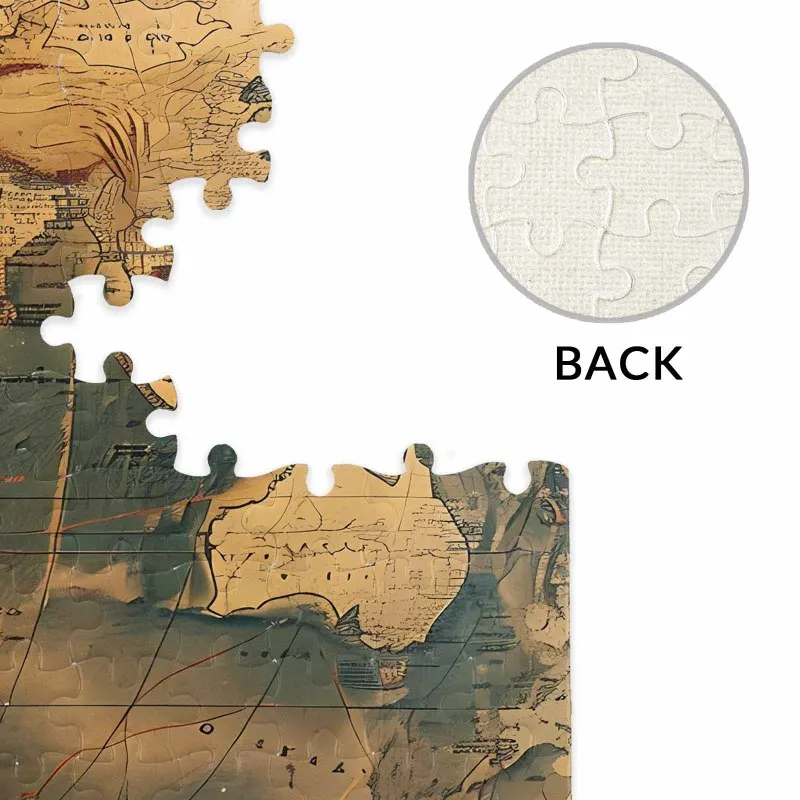 Quebra-cabeça de 500 peças para adultos-mapa do mundo vintage, textura envelhecida, cartografia retrô quebra-cabeça, presente desafiante