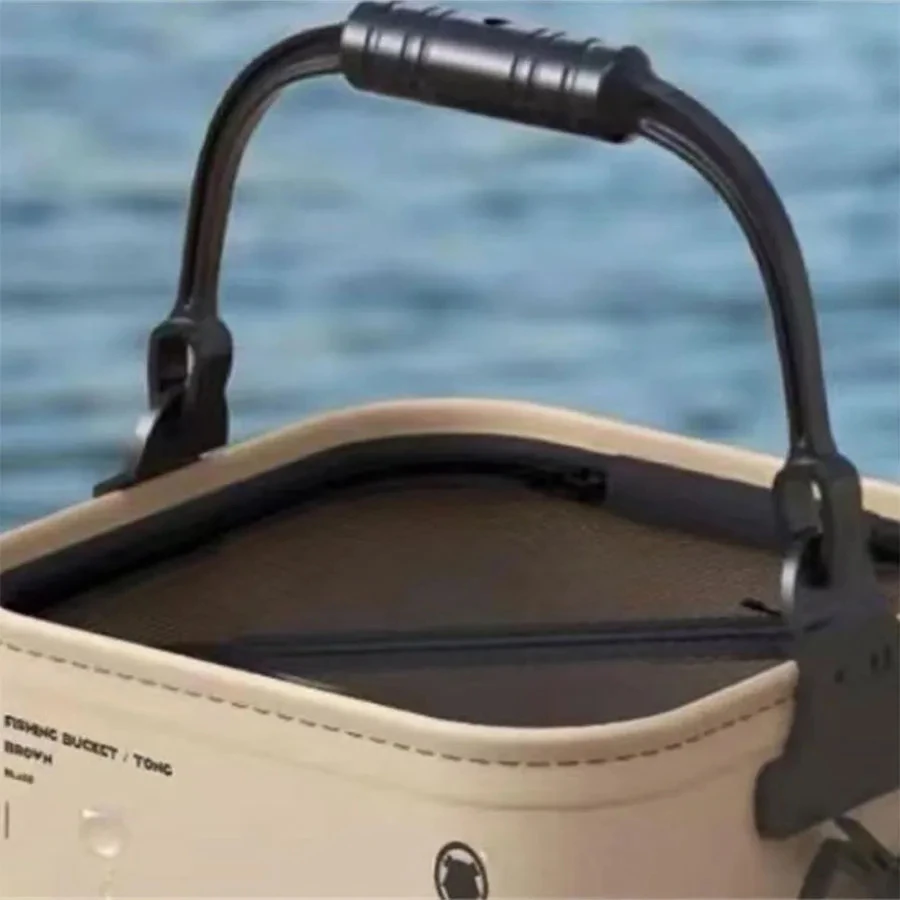 Outdoor Fishing Bucket Foldable and Portable Net Live Fish Bucket EVA with Rope Water Bucket for Wild Fishing Household Bucket image 2
