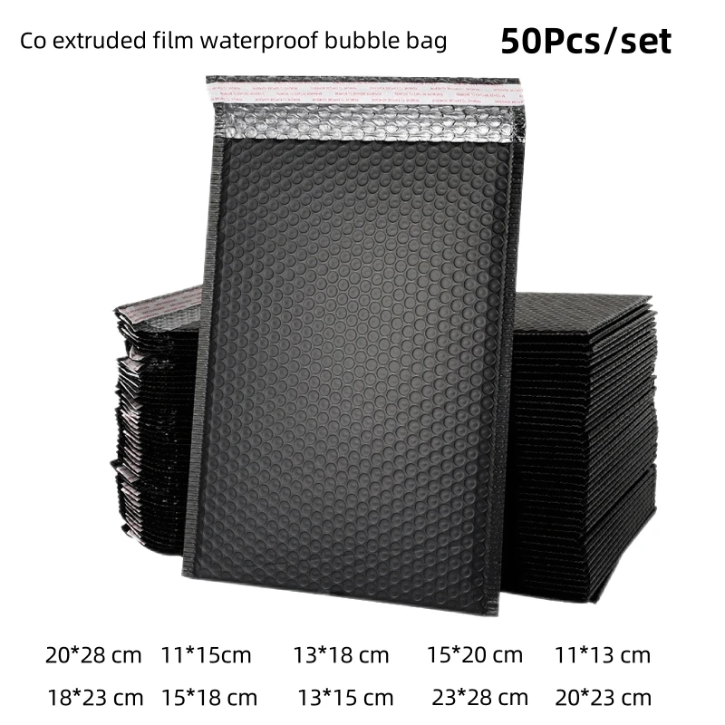 50PCS/Lot Black Foam Envelope Bags Self Seal Bubble Mailers Padded Envelopes Gift Bubble Mailing Bag Shipping Packages Bag