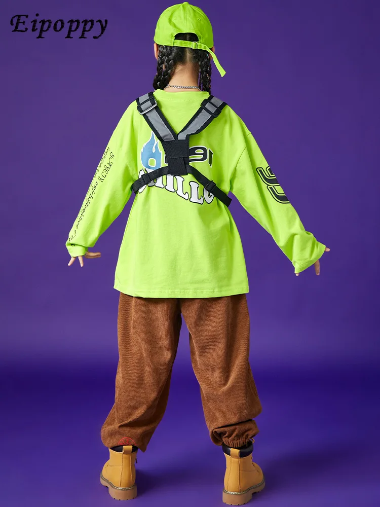 بدلة أطفال بأكمام طويلة ، ملابس أداء ، ملابس عصرية للفتيان والفتيات ، وظيفة الهيب هوب