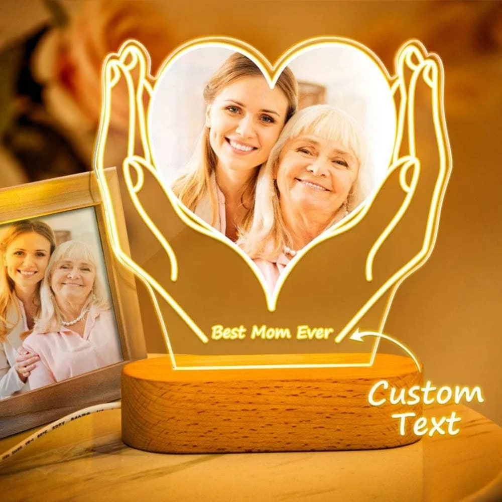 Personalized Photo Night Light For Mom 3D Night Light Table Lamp Custom Photo Collage LED Light Photo Lamp Happy Mother's Day