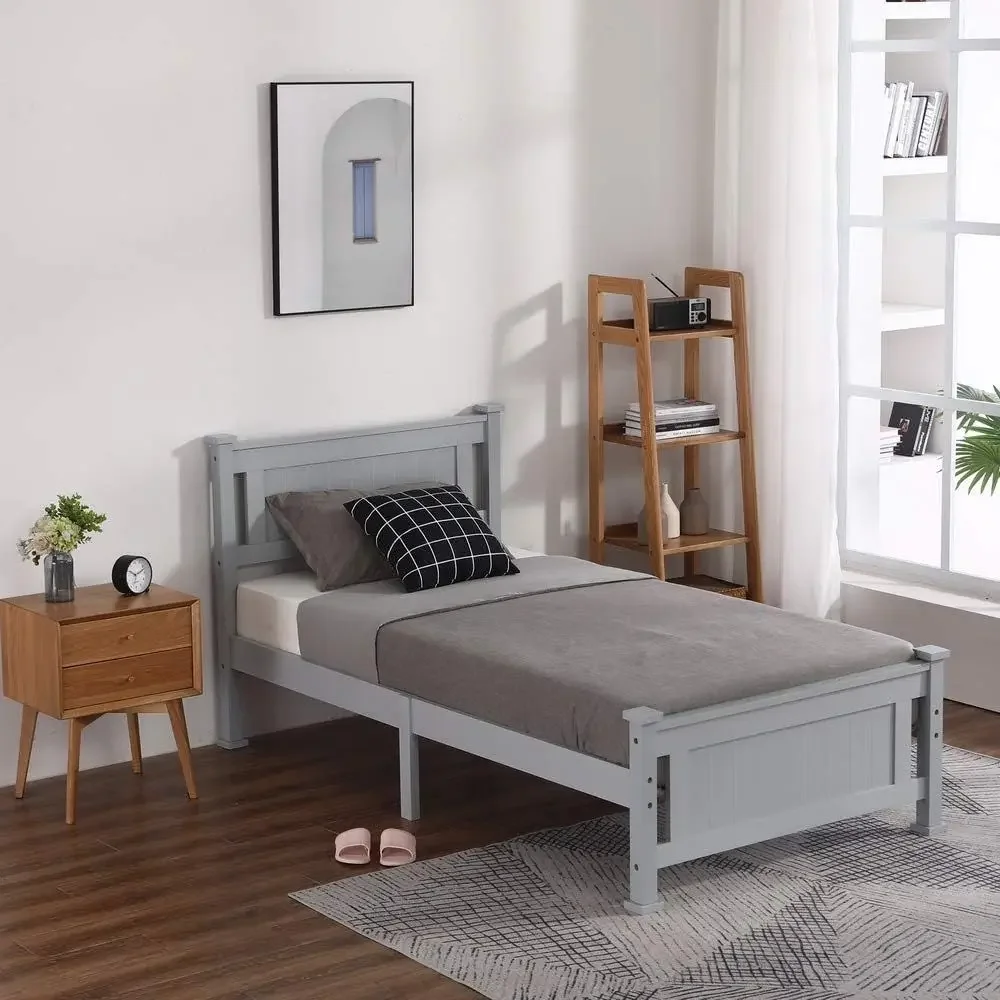 

Blo Twin Size Solid Wood Platorm Bed e Kids Bed, Single Bed with board, No Box Spring Needed Panel Bed, Wood Slat Support Mattro