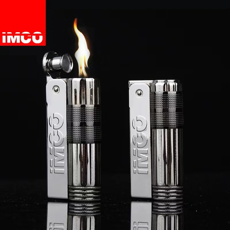 Original IMCO 6700 Retro Stainless Steel Metal Lighter Austrian Gasoline Grinding Wheel Windproof Kerosene Lighters Smoking Gift