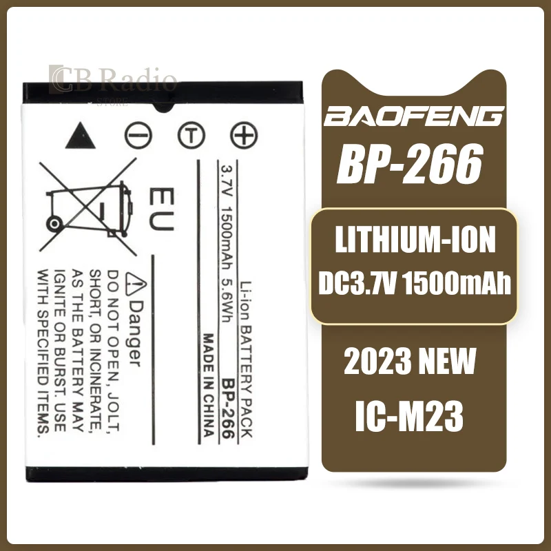 Batería de IC-M23 para walkie-talkie BP266, batería de Radio bidireccional de 1500mAh, para máquina de intercomunicación Icom, BP-266, IC-M23