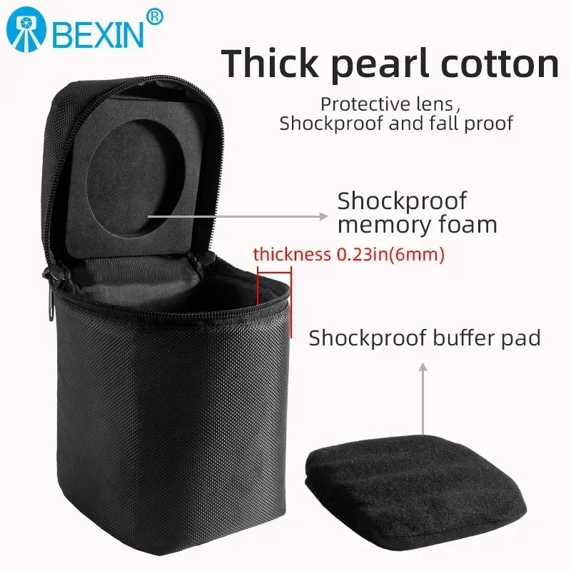 SLR Camera Lens Bag Portable Lens Storage Liner Bag Plus Cotton Shockproof Protective Bag Polyester Thickened Protective  Bag