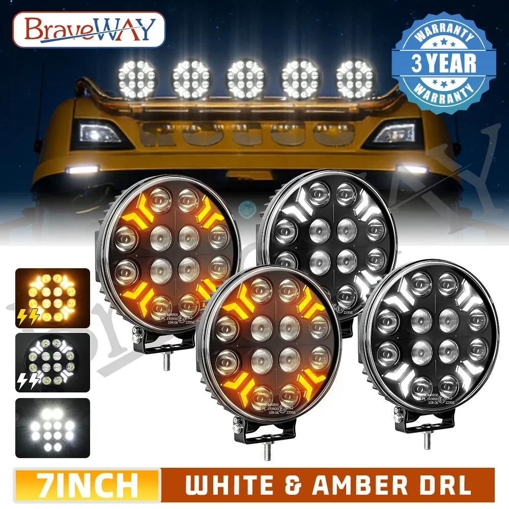 

Светодиодная рабочая фара HAOLIDE Utral Slim 7 дюймов E9, 3500K янтарный DRL, 6000K белый, с дальним/ближним светом, стробоскопом и динамическим приветственным светом, для бездорожья