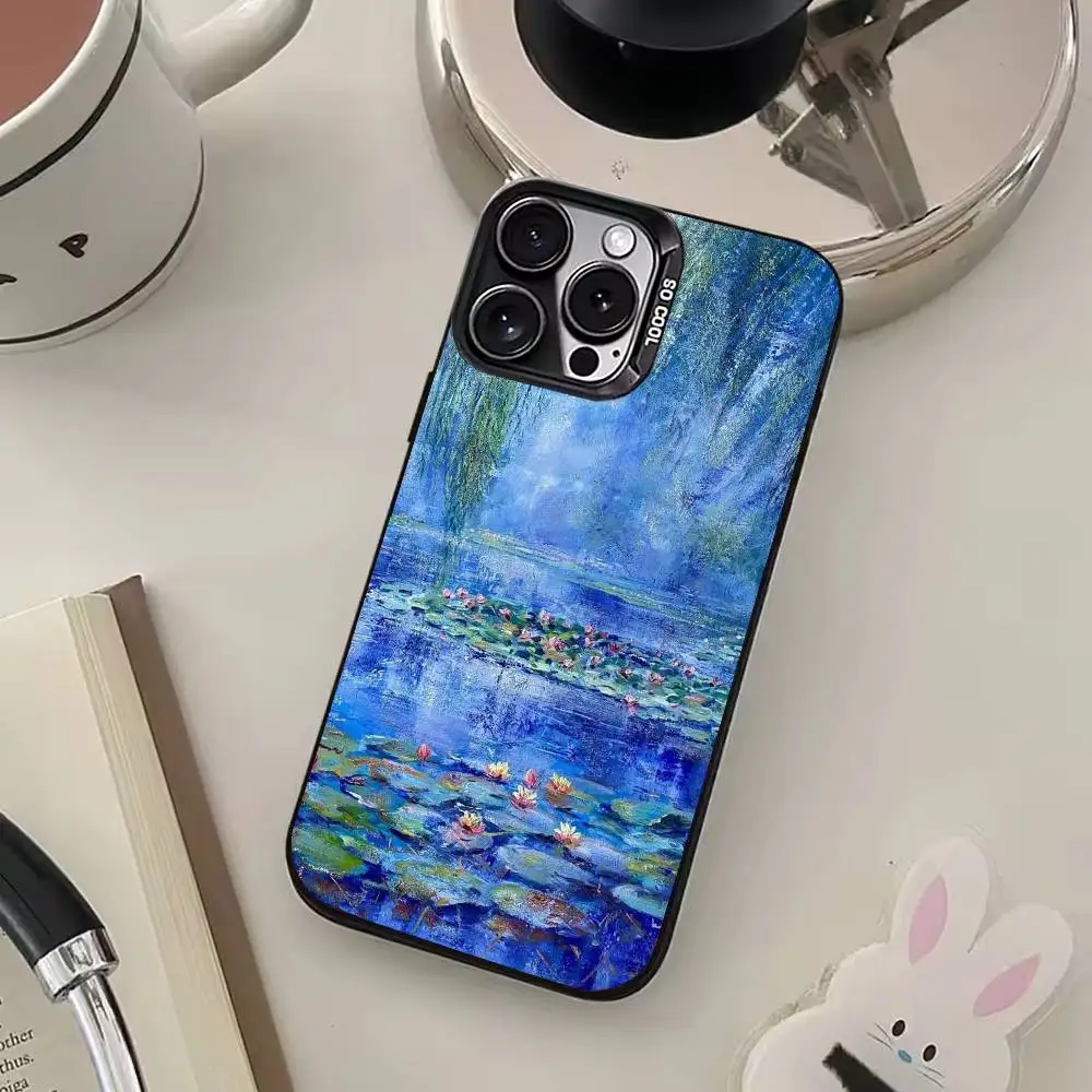Pittura a olio Claude Monet Custodia per telefono posteriore in argento colorato per IPhone 17 16 15 14 13 12 11 Plus Pro Max Plus
