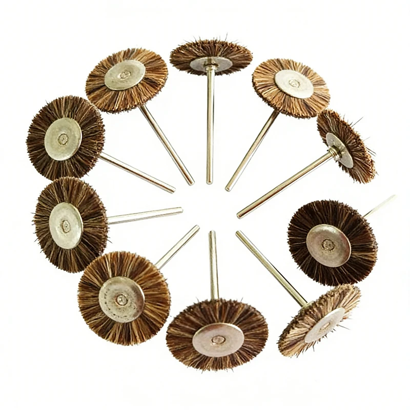 

10PCS Dentistry Horse Hair Brush Polisher Dental Polishing Wheel For Low Speed Straight Handpiece Teeth Polisher Material 2.35mm