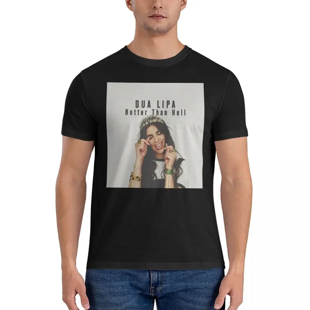 D-Dua Lipa Singer Cotton Clothes Fashion Short Sleeve Round Neck Tee Shirt Printed T-Shirt Men Hotter Than Hell Music T Shirt