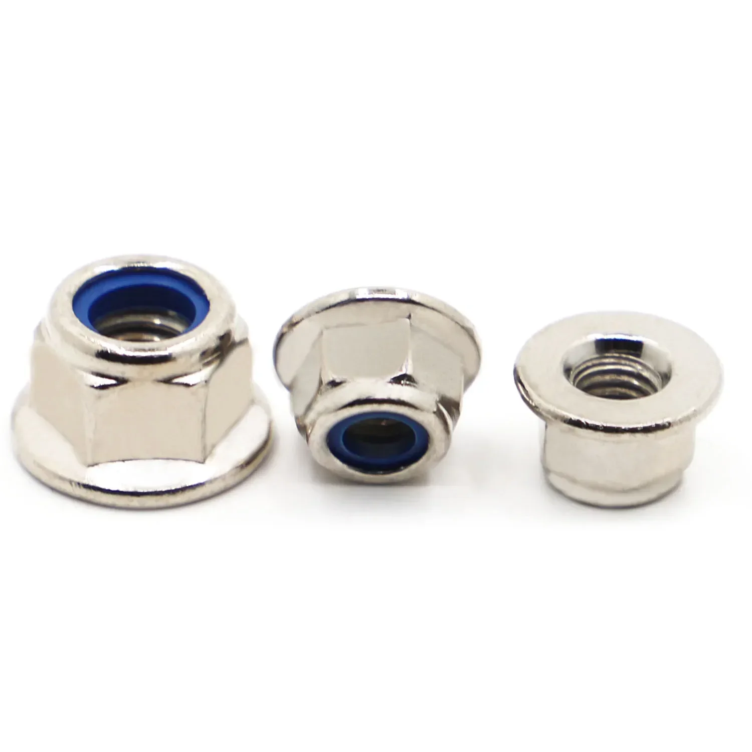 M3 M4 M5 M6 M8 Nickel Steel Nylon Insert Hex Hexagon Flange Nuts Self-locking Locking Nut Wheel Locknut