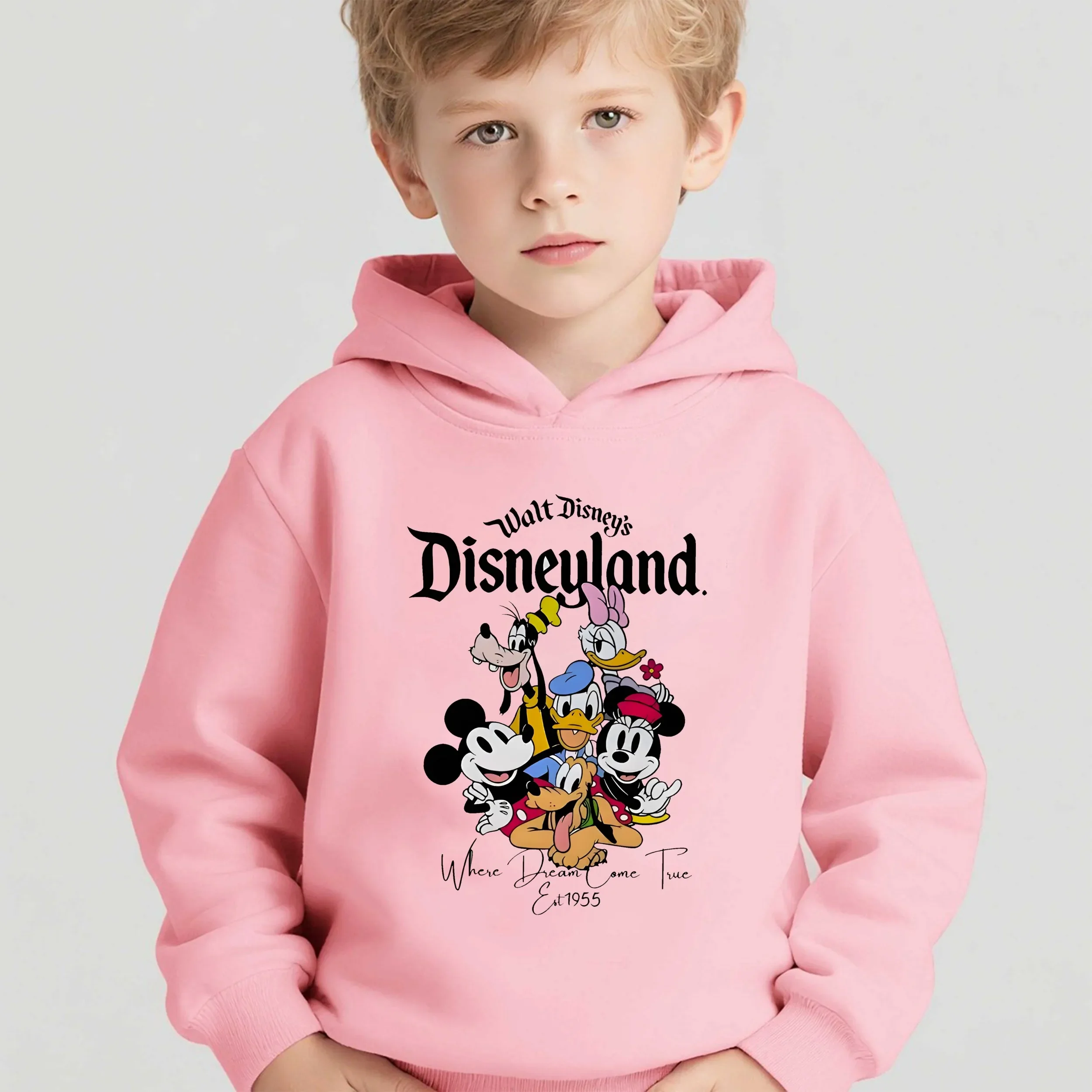 

Худи из 100% чистого хлопка с принтом в стиле ретро «Диснейленд», осень-зима 2026, теплая толстовка, модный унисекс-топ для детей