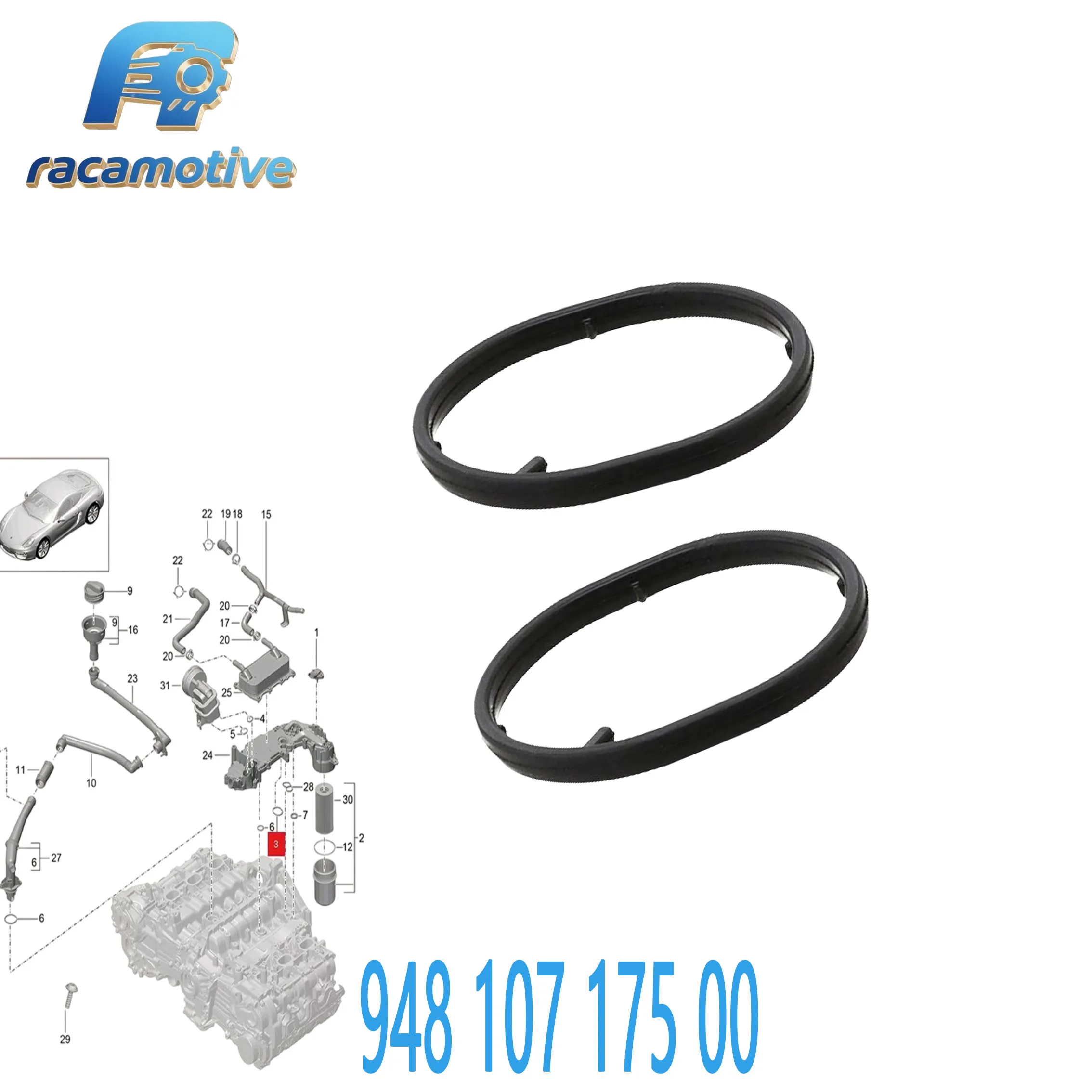94810717500 Fits Porsche 911 Cayman 991 992 Cayenne 9PA 981 987 2-piece oil cooler seal rings 948 107 175 00