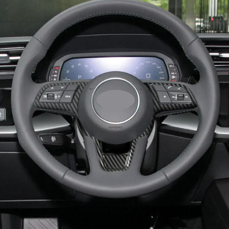 

Car Accessories Carbon Fiber Frame Interior Steering Wheel Switch Buttons Cover Trim For Audi A3 8Y A4 B9 A5 2020 2021 2022