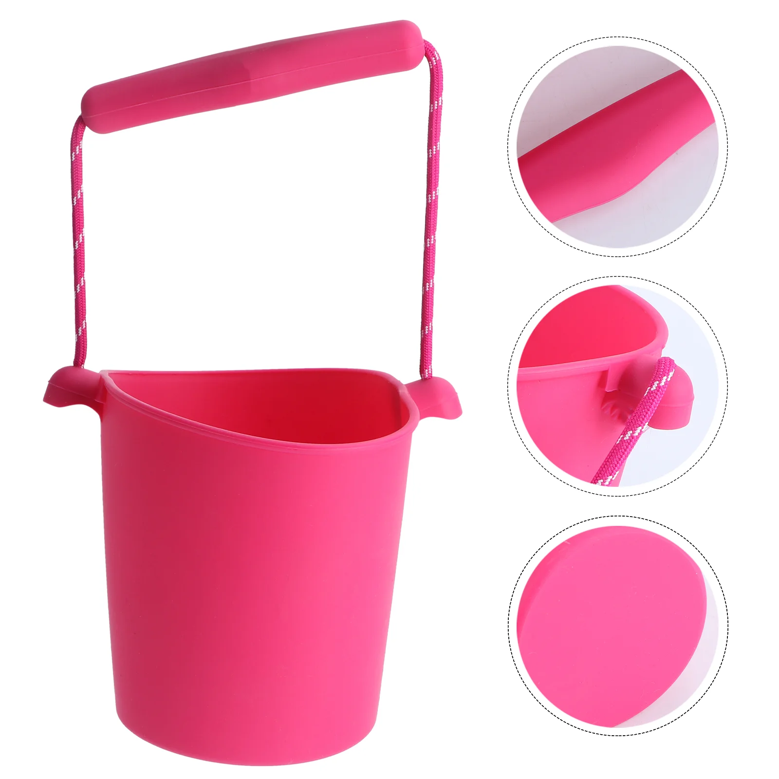 Portable Bucket 1.5L Silicone Water Toy Beach Bath Outdoor Kids Camping Fishing Adjustable Handle Soft Thick