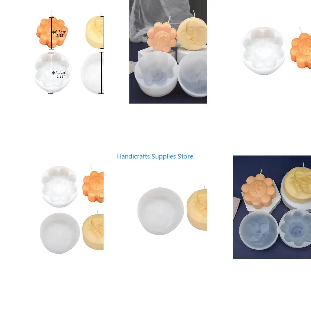 R1WA Silicone Soap Moulds Moon Face Silicone Soap Mould for Homemade Lotion Bar Polymer Clay 2 Styles to Choose