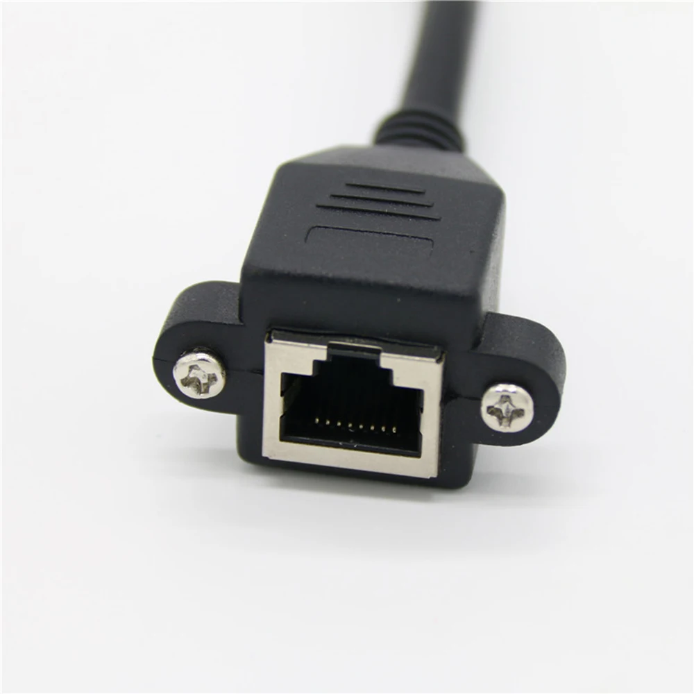 8-pinowy kabel RJ45 męski na żeński przedłużacz sieci Ethernet LAN śrubowe złącze do montażu panelowego 30/60/100CM przedłużacz Cat5E Cat6E