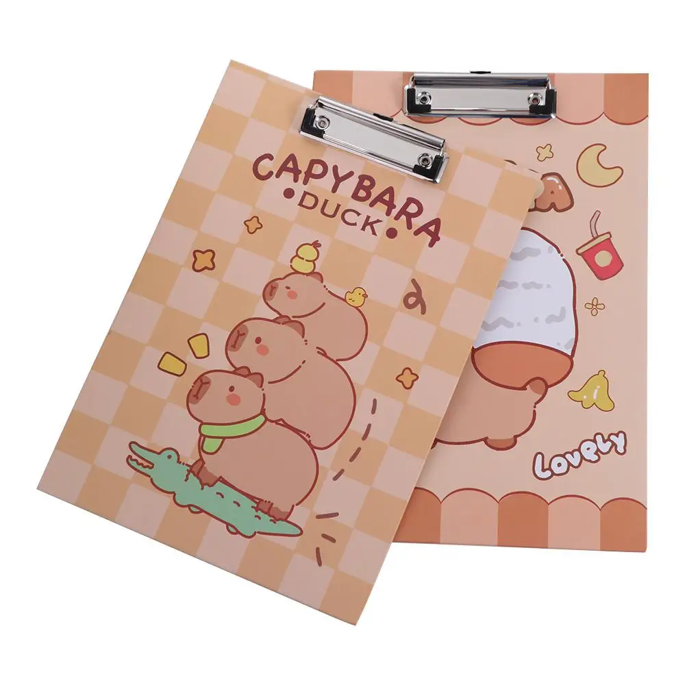 Carpeta de Clip de tablero A4 estética, carpeta de archivos de Capibara para documentos atractivos, soporte de papel, almacenamiento de archivos, portapapeles de escritura