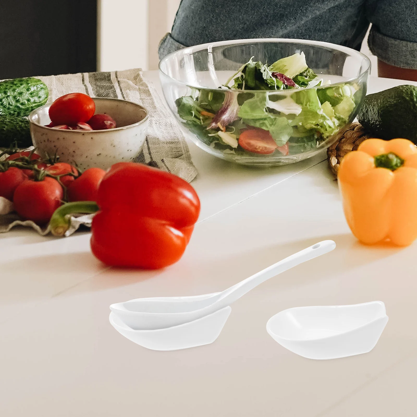 

4Pcs Ceramic Spoon Holders Stable Kitchen Utensil Storage Racks for Ladle Soup Spoons Stovetop Rest Decorative Spoon Stand