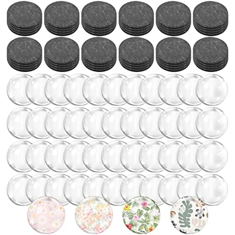 

48 Sets Craft Fridge Magnet Fridge Magnet Glass+Rubber With Adhesive Backing And Transparent Clear Glass Dome Cabochons