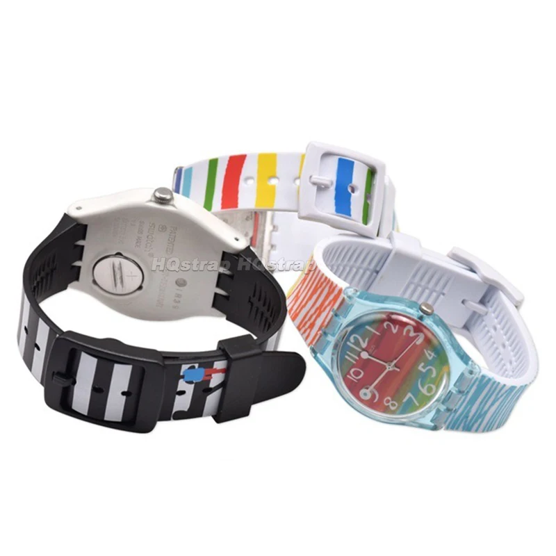 16mm 17mm 19mm Silicone Strap for Swatch Watchbands Rubber Waterproof Brcaelet Jelly Color Wristband Soft Sport Universal Band