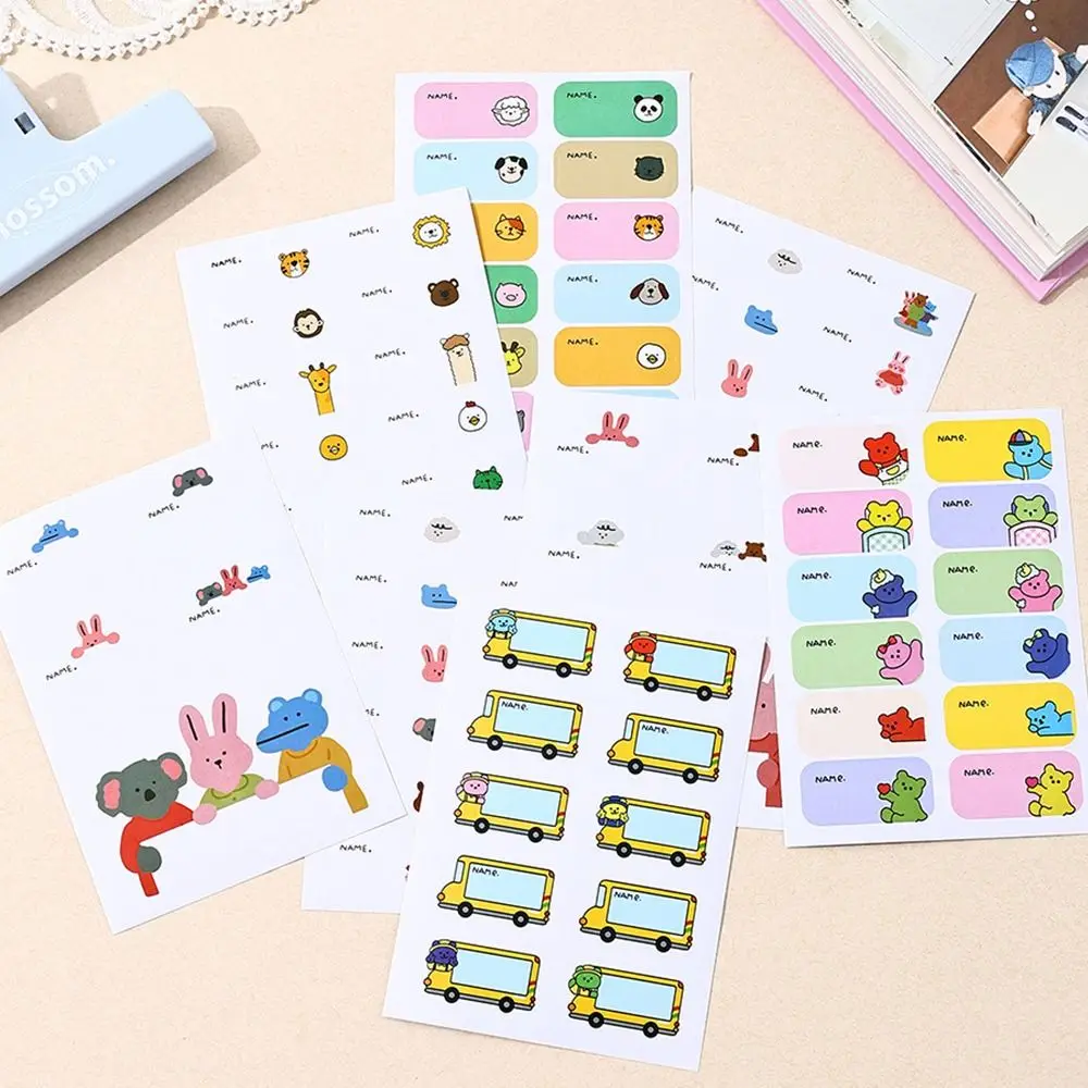 10Pcs Custom Name Sticker Self-adhesive Student Stationery Name Labels Sticker Handwritten Cartoon Name Tag Sticker