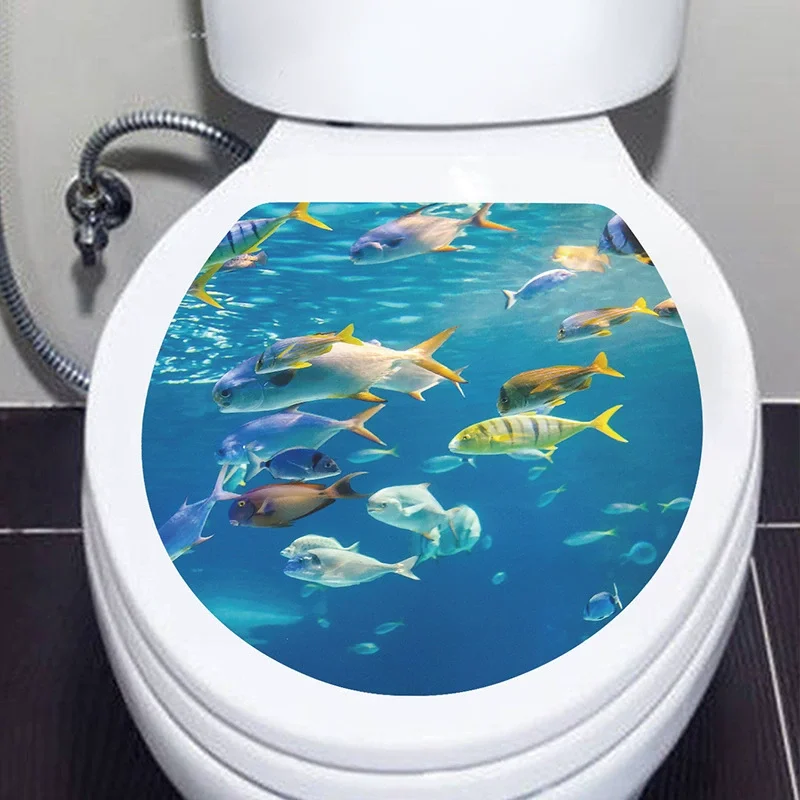 Underwater World Universe Starry Sky Flower Sea Shell Seaside Scenery Toilet Sticker Self-adhesive Room Decor