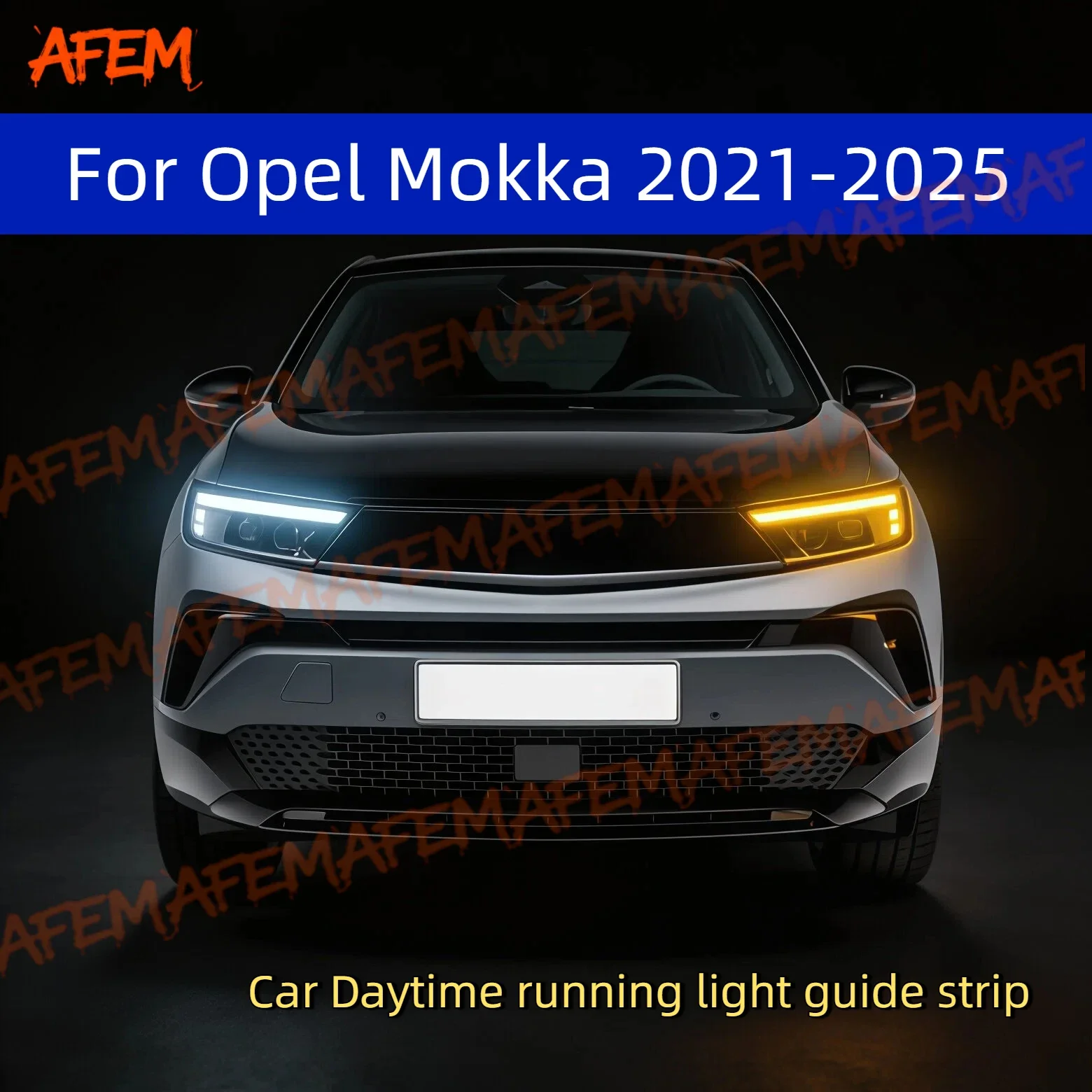2pcs Car DRL Daytime Running Light Start Scan Style Sequential Flowing Turn Signal Light Ultra-Thin For Opel Mokka 2021-2025