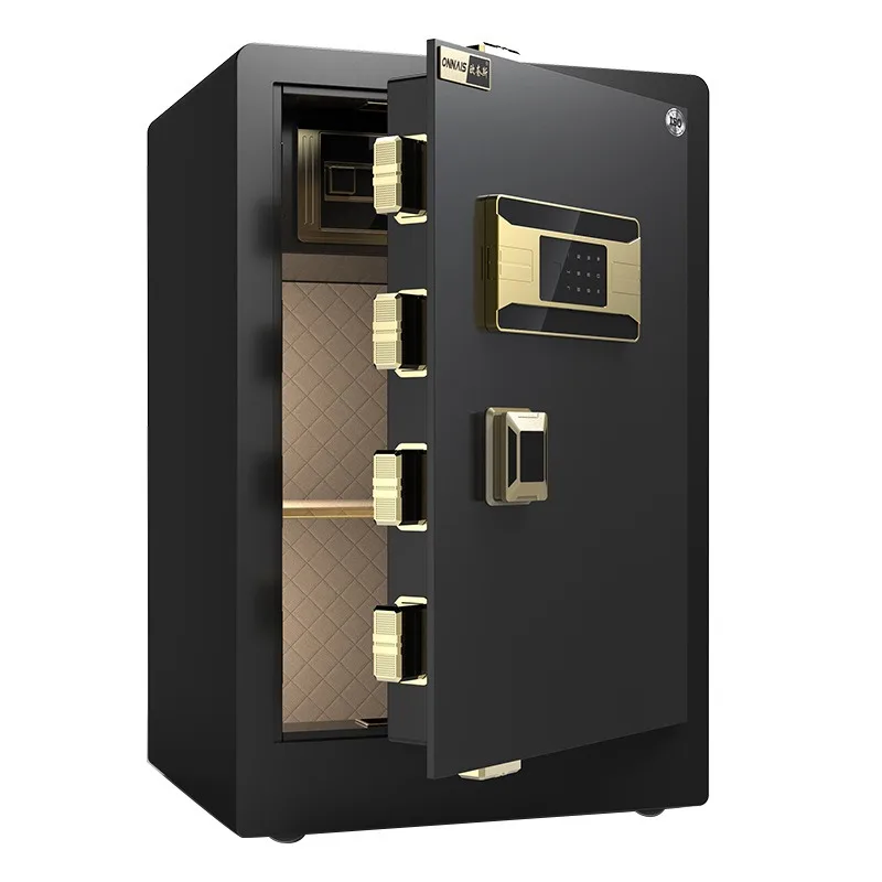 

Сейф для дома и небольшого офиса с отпечатком пальца и паролем, цельностальной, утолщенный, новинка 2025 года, прикроватный сейф-депозитарий