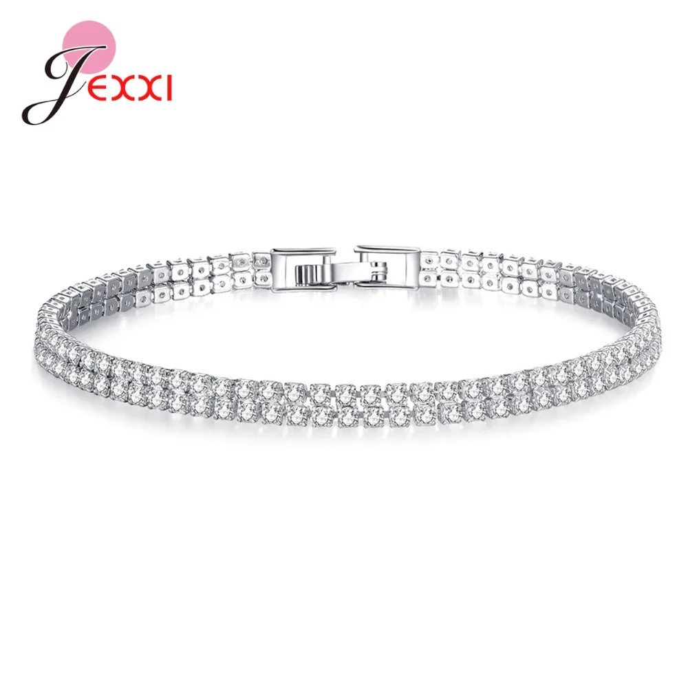 

Solid 925 Sterling Silver Shiny Cubic Zirconia Tennis Bracelet Bangle For Women Wedding Fashion Jewelry Wholesale Birthday