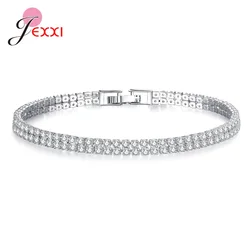 Solid 925 Sterling Silver Shiny Cubic Zirconia Tennis Bracelet Bangle For Women Wedding Fashion Jewelry Wholesale  Birthday