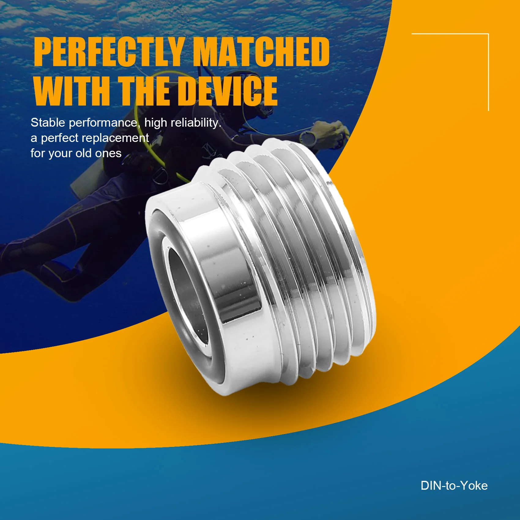 Din to Yoke Insert Tanque Válvula Adaptador Conversor, O-Rings de mergulho, Clamp Convertor, Kit Tech