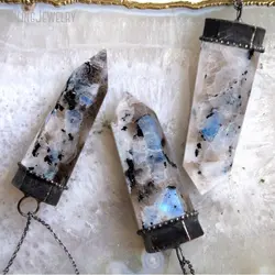 10pcs Stone Moonstone Crystal Talisman Amulet Witch Wicca Witchcraft Goth Necklace Goblincore Women Boho Statement Emo Jewelry
