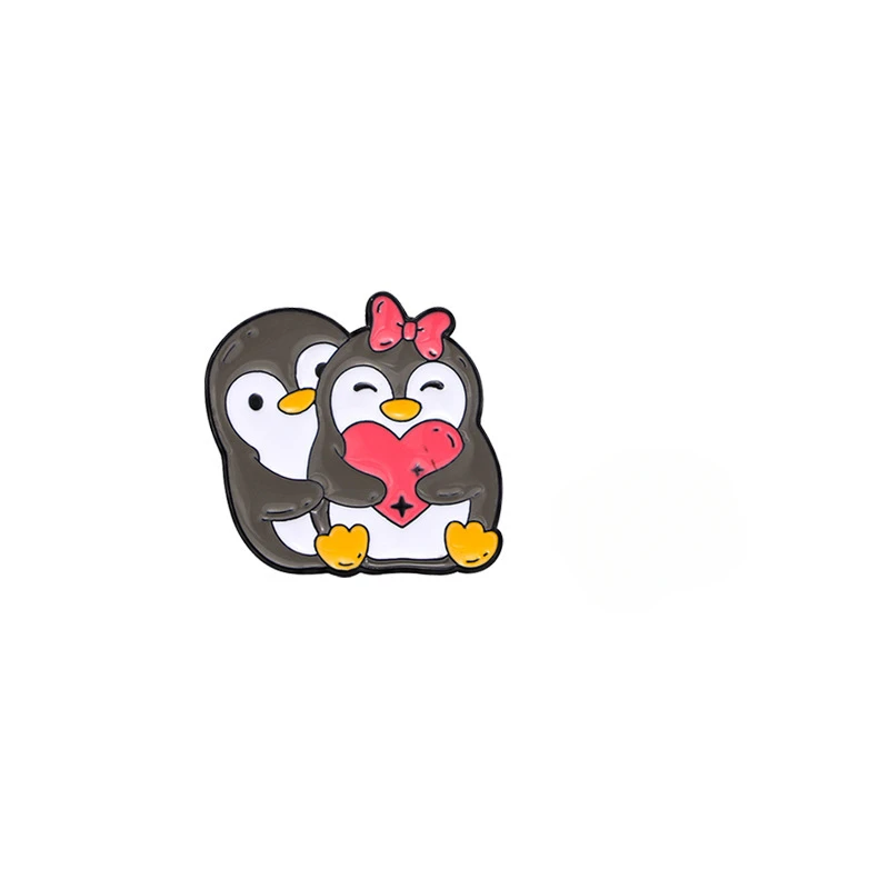 1 Stück Kreatives BFF-Valentinstags-Tierabzeichen Niedlicher Pinguin Katze Hase Fuchs Cartoon-Brosche Kleidungsanhänger-Brosche – Detail 6