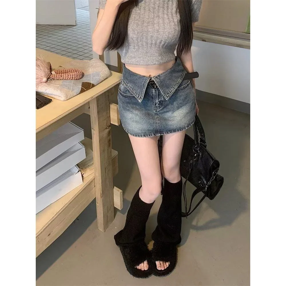 

High Waist Denim Skirt Women's Summer plus Size Anti-Light Sexy Girl ort Skirt A-Line Skirt Bodycon Skirt