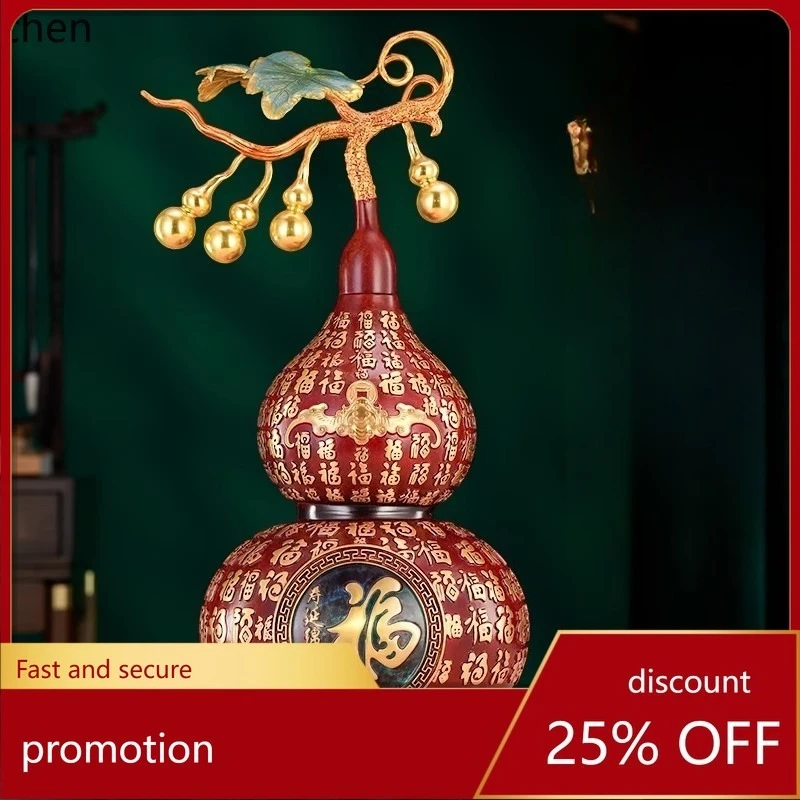 ZML Fortune Gourd Brass Ornament for Home Entryway, High-end Living Room Decor, Gift for Guests, Craft for Business Opening