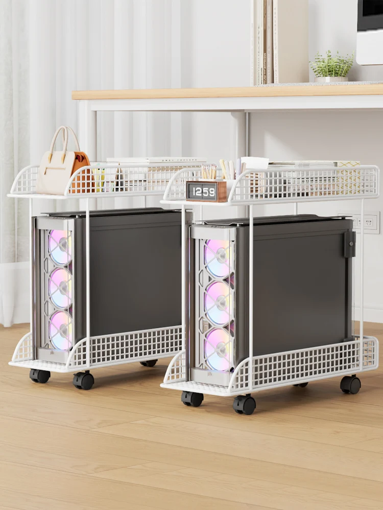 office-desktop-computer-case-base-rack-mobile-storage-holder-stand-metalline-family-study-room-hosts-tray-support-bracket