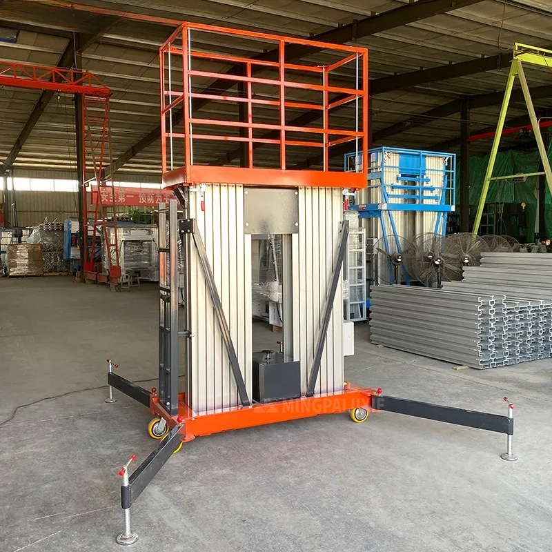 

FOB Portable Aluminum Alloy Scissor Lift Double Mast Aerial Work Platform Mobile Lifting Vehicle With Manual Hydraulic System