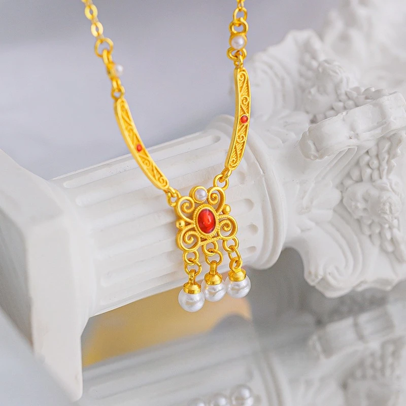 

Kt 14, жемчужное ожерелье золотого цвета для женщин, ювелирные изделия на день Святого Валентина, день рождения, ожерелье в китайском стиле, подарки