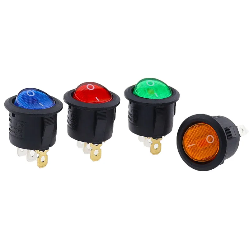 1pcs 20mm KCD1 Led Switch 10A 12V Light Power Switch Car Button Lights ON/OFF 3pin Round Rocker Switch
