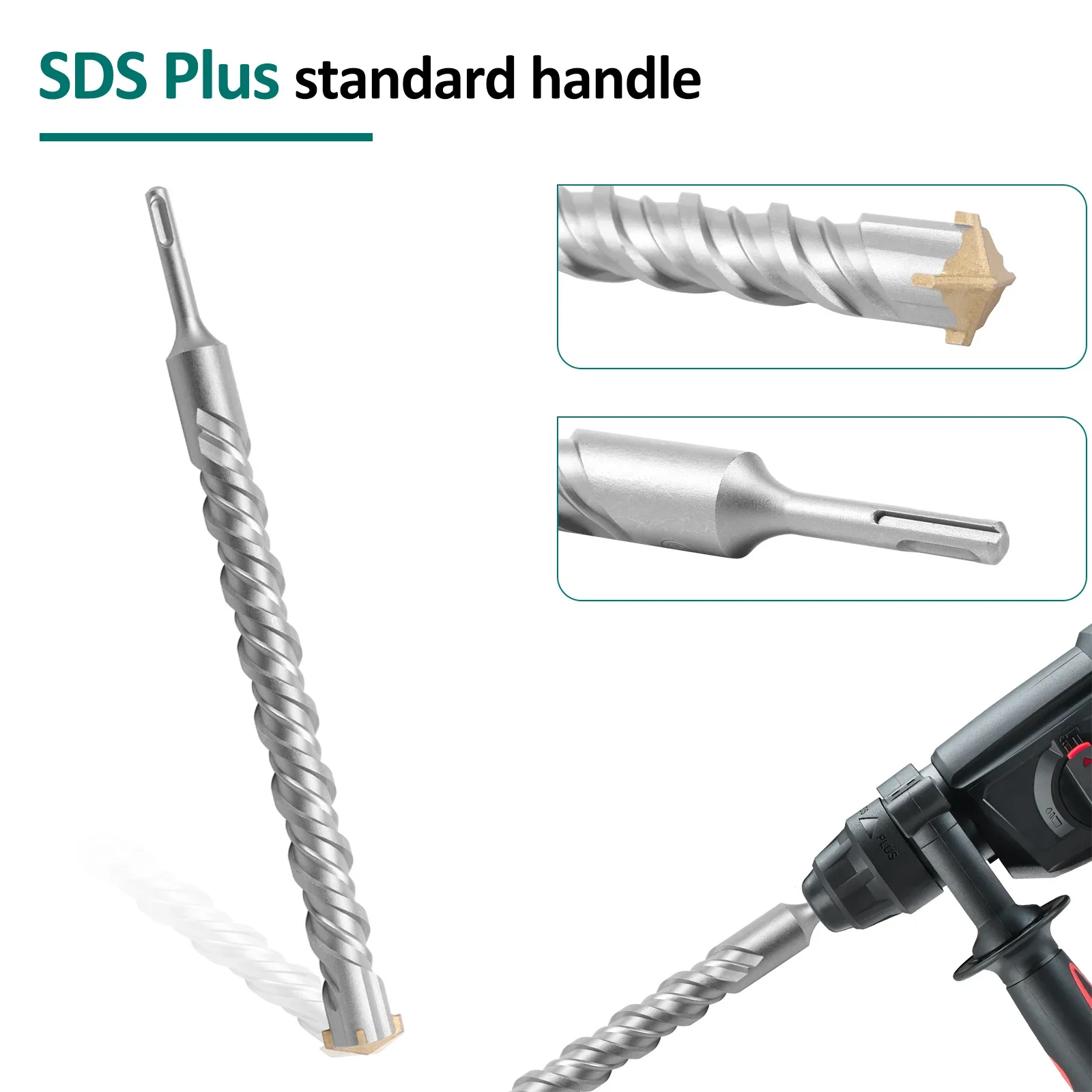 

SDS Plus Drill Bit High Hardness YG8 Carbide and 40CR Steel Rotary Hammer Drill Bit Fast Drilling for Concrete Brick Marble 2025