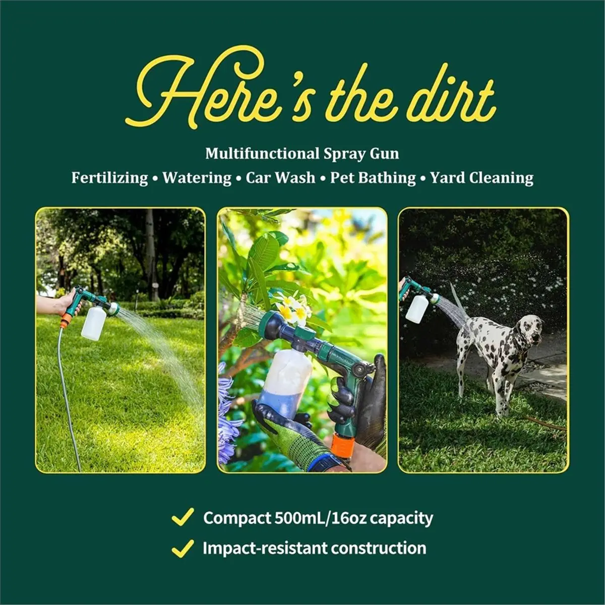 Y69A Sprayer for Liquid Fertilizer Multi-Purpose Lawn Garden Spreader Tool for Watering, Pet Washing & Outdoor House Cleaning