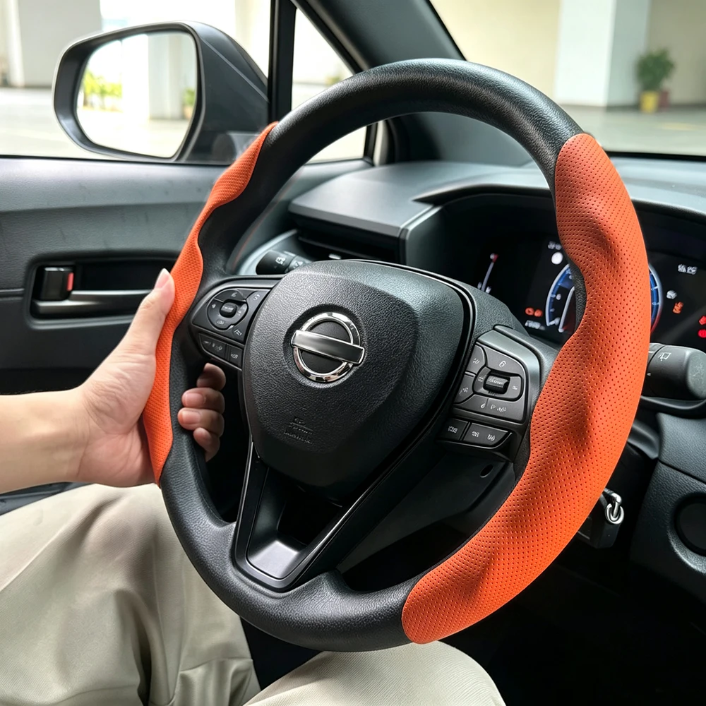 Leather Car Steering Wheel Cover Interior Accessories For Nissan Qashqai J10 J11 March Terrano2 Pathfinder R51 Note E12 Almera