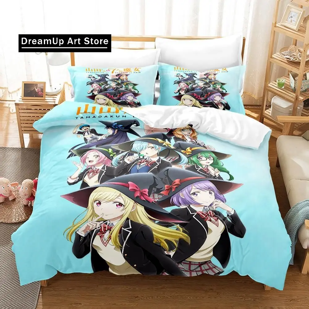 Yamada-kun and the Seven Witches Bedding Set Cartoon Anime three-piece set Adult Kid Bedroom Duvet cover Sets 3D Kawaii Girls