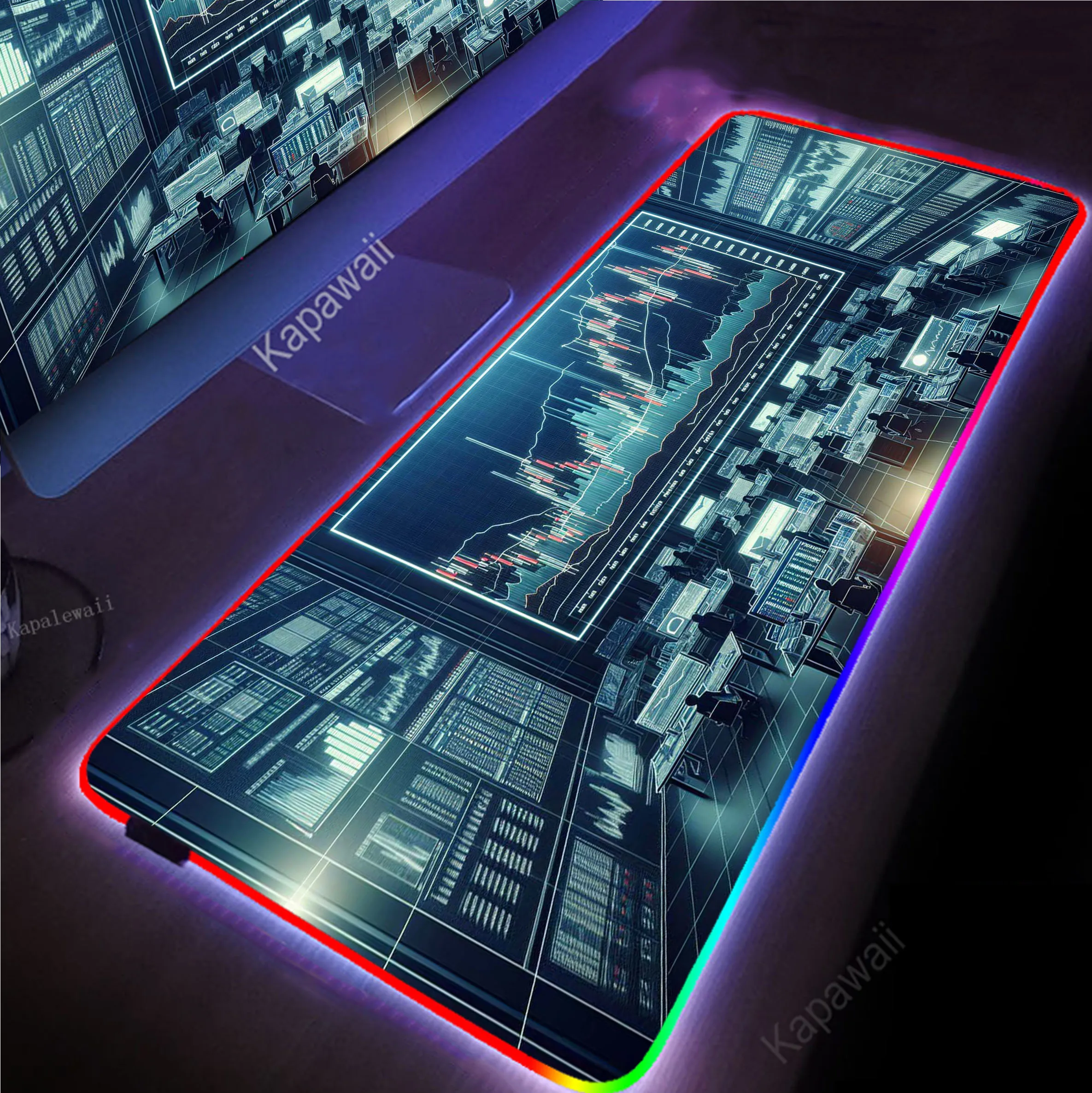 Stock market chart pattern RGB LED Extended Mouse Pad Office Mousepad Gaming Speed Keyboard Pads Carpet Computer Gamer Desk Mat