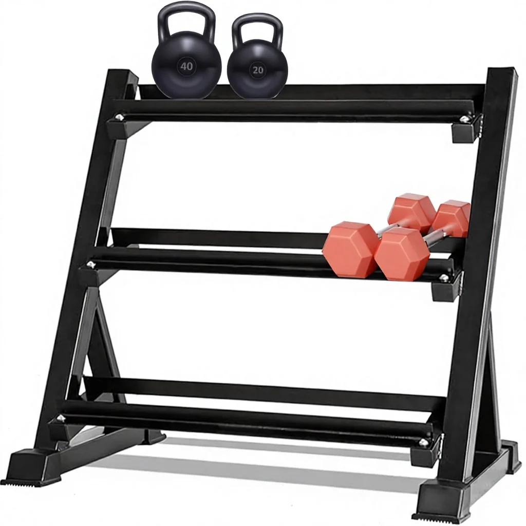 2026 5-50lb Barbell Dumbbell Rack Heavy Duty Adjustable 3 Tier Non-Folding Standing Type Storage Holds 1100LBS Weight Capacity H
