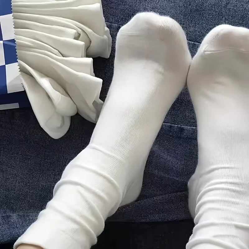 6 Pairs of Women's White Boneless Socks with Multifunctional Midsole Soft Skin Friendly Soft Breathable Suitable for Daily Use