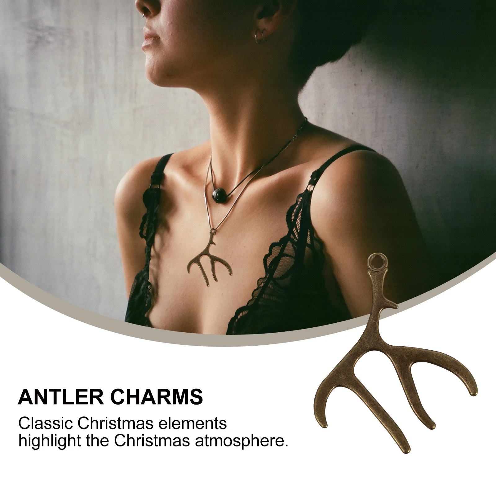 

30Pcs Antler Pendants Adorable Vivid Shape Alloy Material Christmas Jewelry Accessories Antler Charms Jewelry Pendant Charm