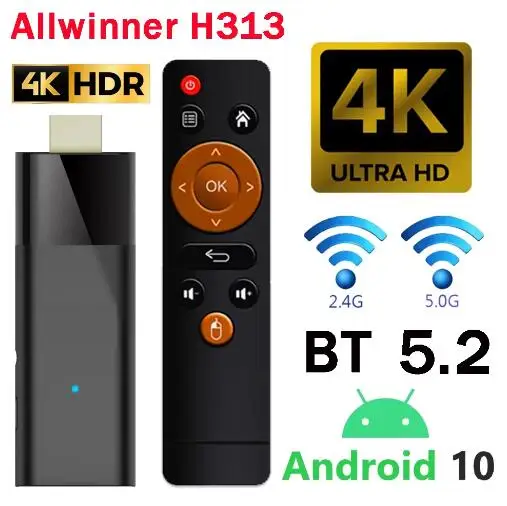 

Q6 Mini TV Stick Home Theater Android 10.0 OS Allwinner H313 Smart TV Box Quad Core 5G WIFI 2GB 16GB Bluetooth 5.2 4K HDR10+