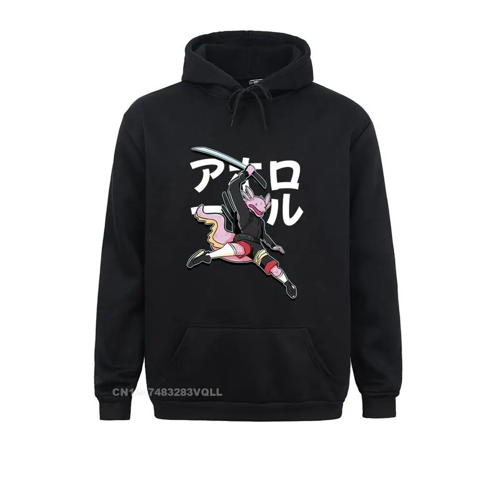 Samurai Axolotl Cartoon Funny Larry Holiday Hoodies Prevailing Long Sleeve Women Sweatshirts Normcore Summer Clothes